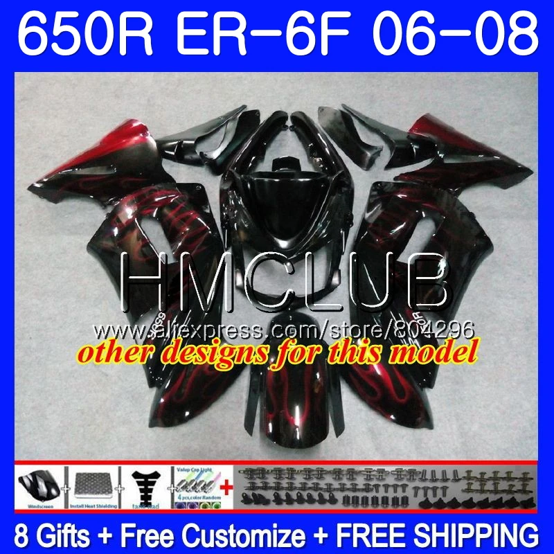 Средства ухода за кожей для KAWASAKI NINJA 650R ER6 F 650 ER 6F 2006 2007 2008 12JK. 0 Ninja650R ER-6F 06 08 ER6F 06 07 08 комплект обтекателей черепа золотого цвета