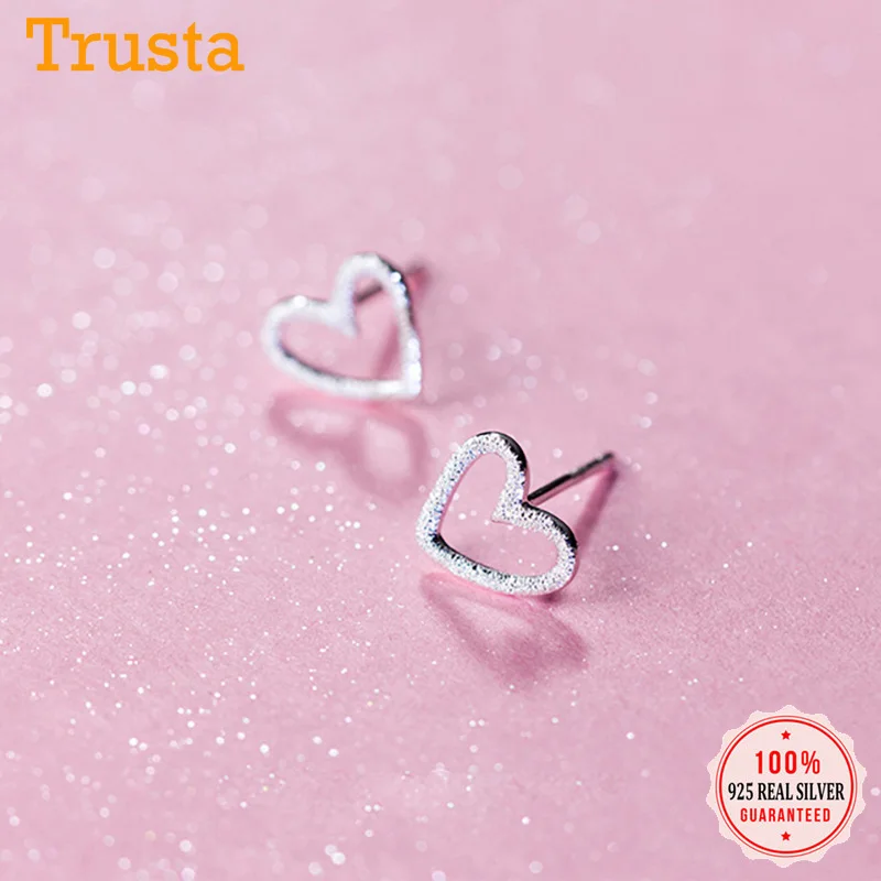 925-Sterling-Silver Jewelry Stud-Earrings Heart Trusta Kids Women Fashion Love Gift Cute