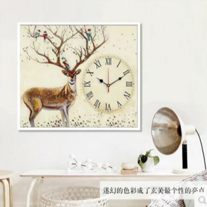 Diamond Embroidery Mosaic Painting Cross Stitch Full Cartoon Anime European Rich Elk Wall Clock DIY 5D/3D Sale Decoration Gift | Дом и сад