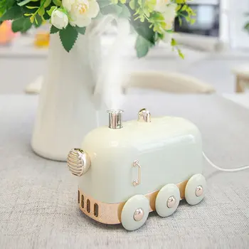 

300ml Ultrasonic Humidifier Retro Mini Train USB Aroma Air Diffuser Essential Oil Mist Maker Fogger With Color LED Light