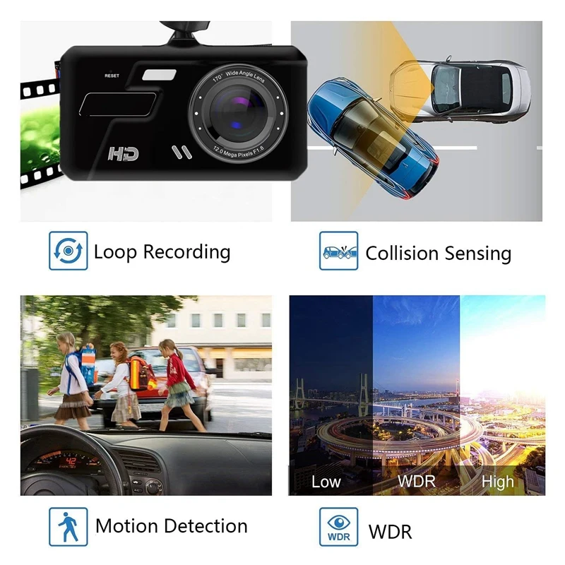 4 дюйма 1080P вождение автомобиля Регистраторы автомобиля Камера Dvr Ips капюшон с детектором движения G Сенсор