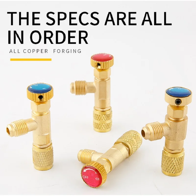 Air Conditioning Refrigerant Safety Valve R410A R22 1/4 " Refrigeration Charging Safety Liquid Adapter Hand Tool Parts air conditioning hose,valve core remover