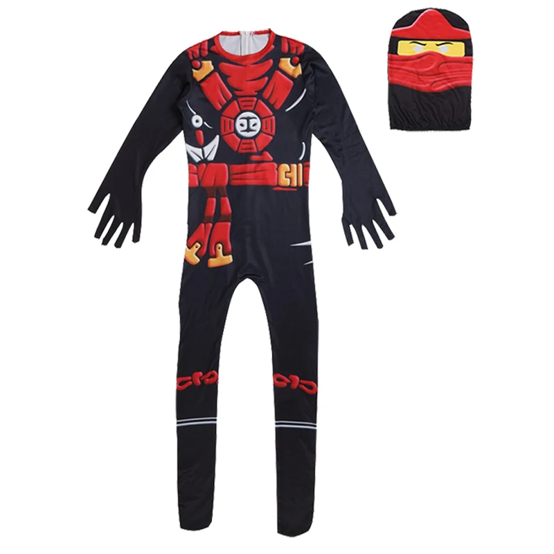Костюм ниндзя Детские костюмы на Хэллоуин для детей Ninjago костюм платье для мальчиков на Хэллоуин косплей костюм супергероя - Цвет: Черный