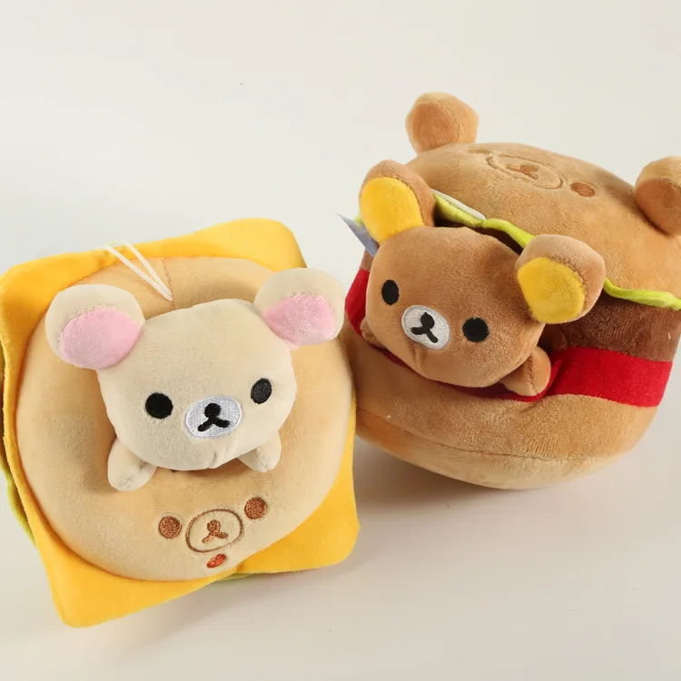

48% new sale Slack bear lazy bear cartoon burger series plush toy Clastic plush toys height 13-14cm WJ01