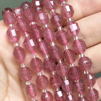 

Natural Strawberry Quartz Stone Beads Faceted Gem Loose Spacer Beads For Handmade DIY Jewelry Making Bracelet Accessories