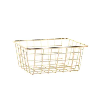 

1Pc Storage Basket European Style Durable Delicate Iron Simplicity Snacks Fruits Desktop Organizer Baskets For Office