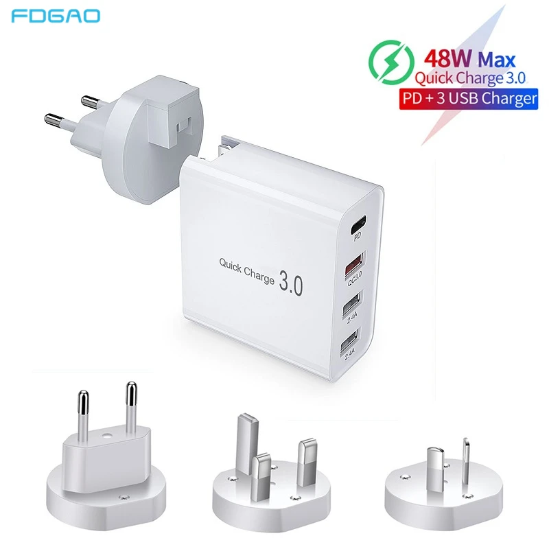 48W Quick Charge 3.0 Type C USB PD Charger for Samsung iPhone 13 Pro
