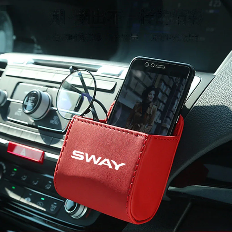 Hot PU Leather Auto Vent Outlet Box for Nissan Sway Car Mobile Phone Holder Storage Bag Automobile Hanging Box Car Styling Bag