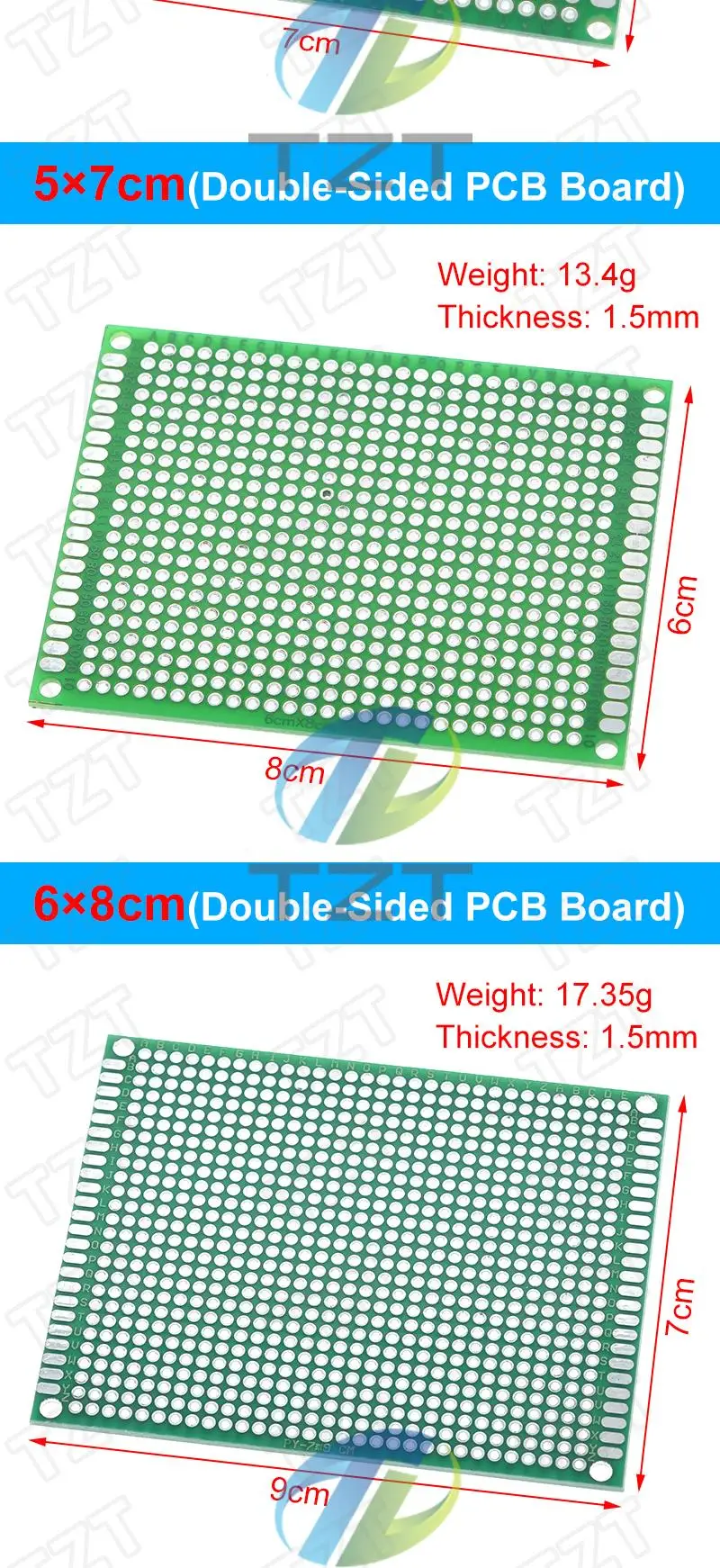 2x8 3x7 4x6 5x7 6x8 7x9 8x12 9x15 cm Doppel Seite Prototyp Diy Universal Platine Protoboard Für Arduino – Detail 6