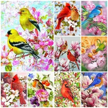 

Full Round Diamond Painting Bird Mosaic Flower 5D Diamond Embroidery Cross Stitch Animal DIY Home Decor Gift