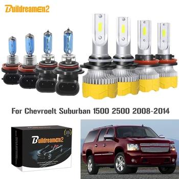 

Buildreamen2 4 Pieces Car Headlight High Low Beam LED Halogen Light Headlamp 12V For Chevrolet Suburban 1500 2500 2008-2014