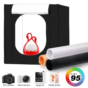 

40x40CM Photo Light Studio Soft Boxes Portable Foldable Dimmable Photography Table Shooting Tents Kit With 3Pcs Background Board