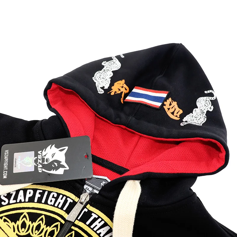 Vzap Men's Hoodie MMA Muay Thai Tiger fighting Fleece Jacket Running Gym Boxing Martial Art Coat sports apparel