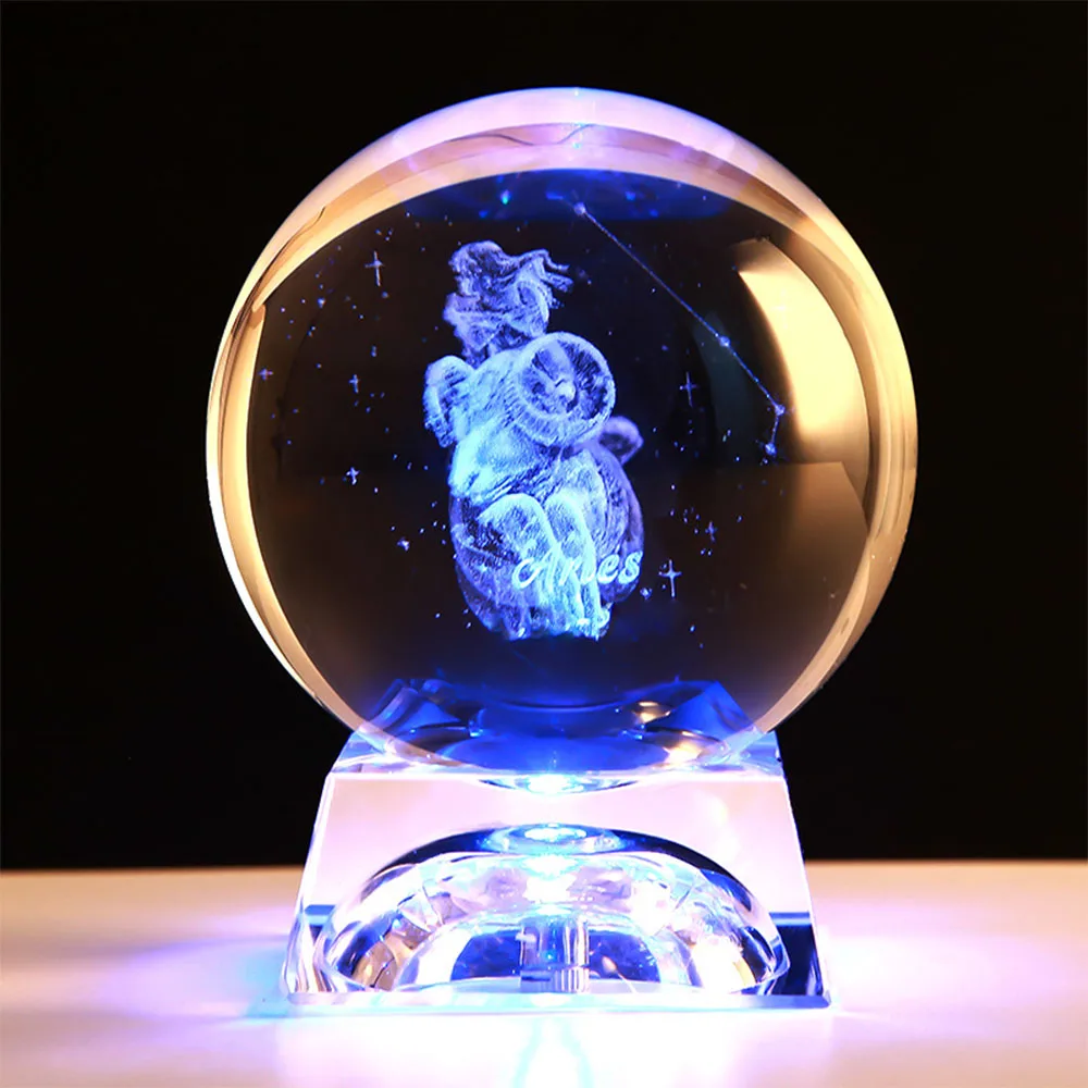 

2020 NEW Planetarium Novelty Light 3D 12 Constellations Crystal Ball Lamp Crystal Twinkling Colorful illuminated Base Christmas