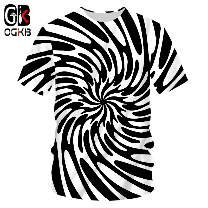 OGKB летние топы для мужчин Повседневная футболка с принтом зебры черные белые