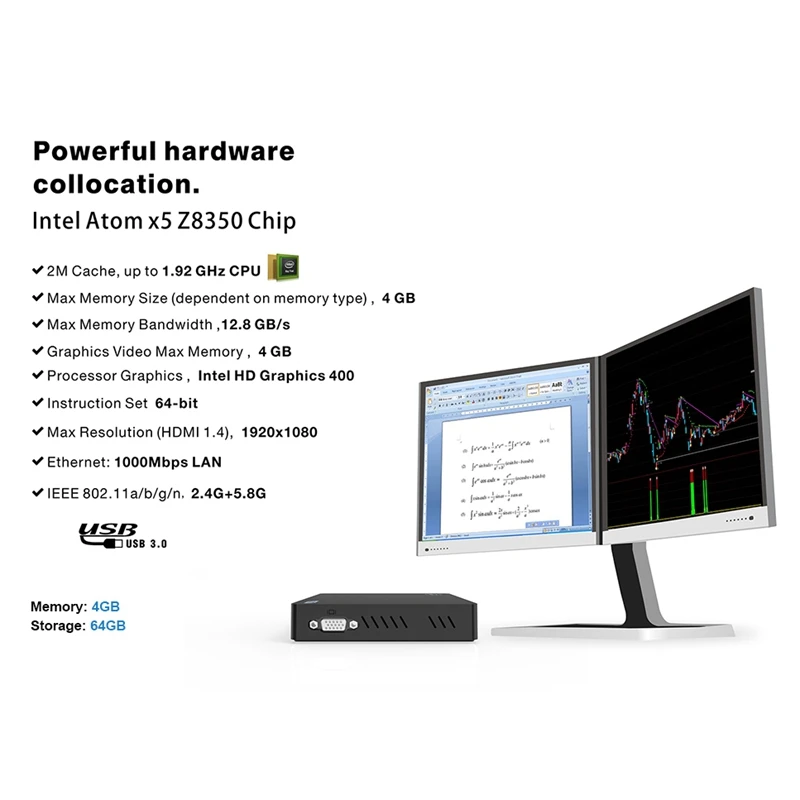 Z83V мини ПК Intel Atom X5-Z8350 офисный компьютер 4 Гб Ddr3 64 Гб Rom 4 к Hdmi Vga Gigabit Ethernet Windows 10 Linux
