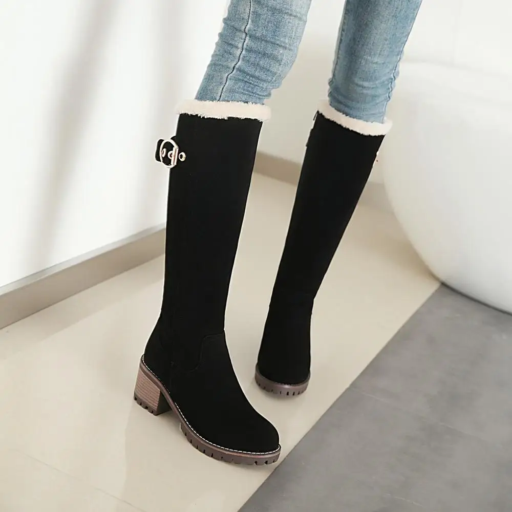 

Women Boots Knee High Down Boots High Bota Waterproof Ladies Snow Winter Shoes Woman Plush Insole Botas Mujer Invierno Size 10