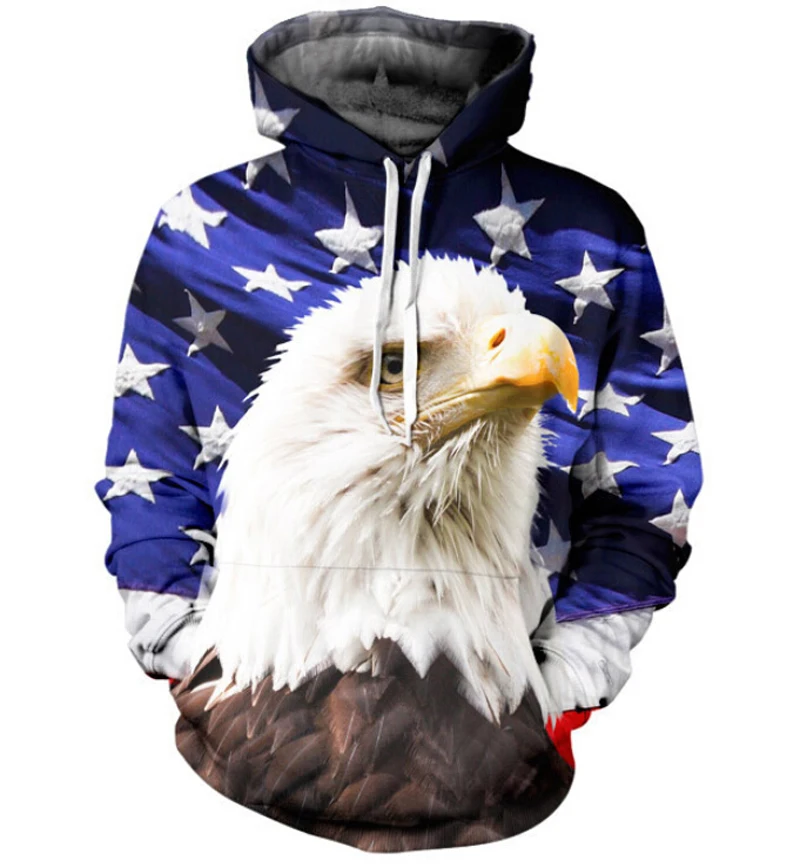 

Eagle gazing at the sky 3D printing hoodie coat men's casual wear spring and winter warm coat plus size Hoodie