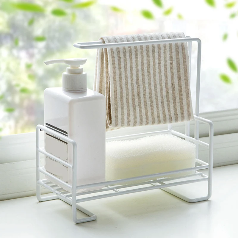 ABUI-Hangable Drain Storage Rack Pool Sponge Kitchen Counter Sink Rag Shelf