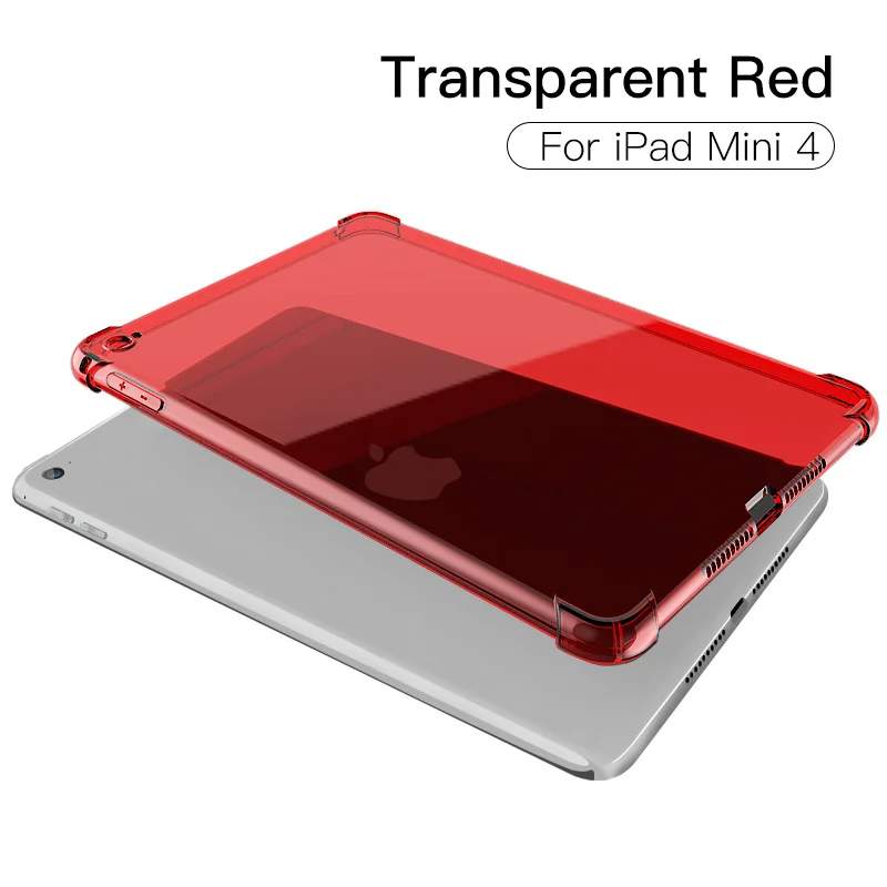 Mini 4 Red PZOZ чехол для нового iPad Pro чехол 9,7 Air mini 1 2 3 4 5 Силиконовый противоударный прозрачный чехол из ТПУ Обложка для планшета сумка - Цвет: Mini 4 Red