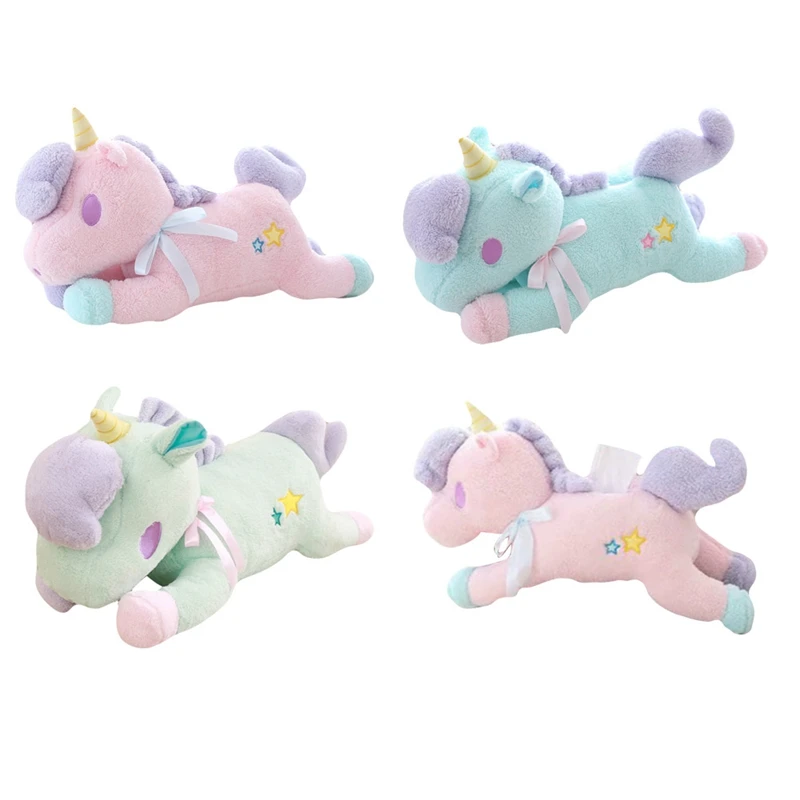 New Arrival 1 PC Cute Cartoon Unicorn Soft Plush Doll Toy Cute Animal Paper Towel Set Paper Towel Pumping Kids Stuffed Toy