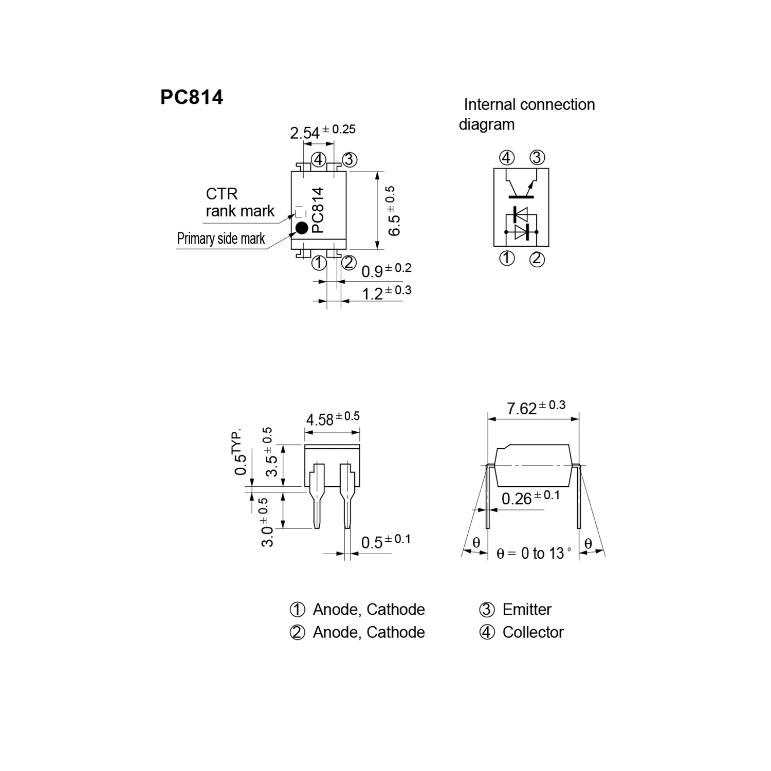 50 stücke PC817C PC817B PC814A DIP4 SOP4 Optokoppler EL817 817C FL817C PS817C LTV817C DIP SMD PC814 EL814A EL814 Neue Original Opto – Detail 4