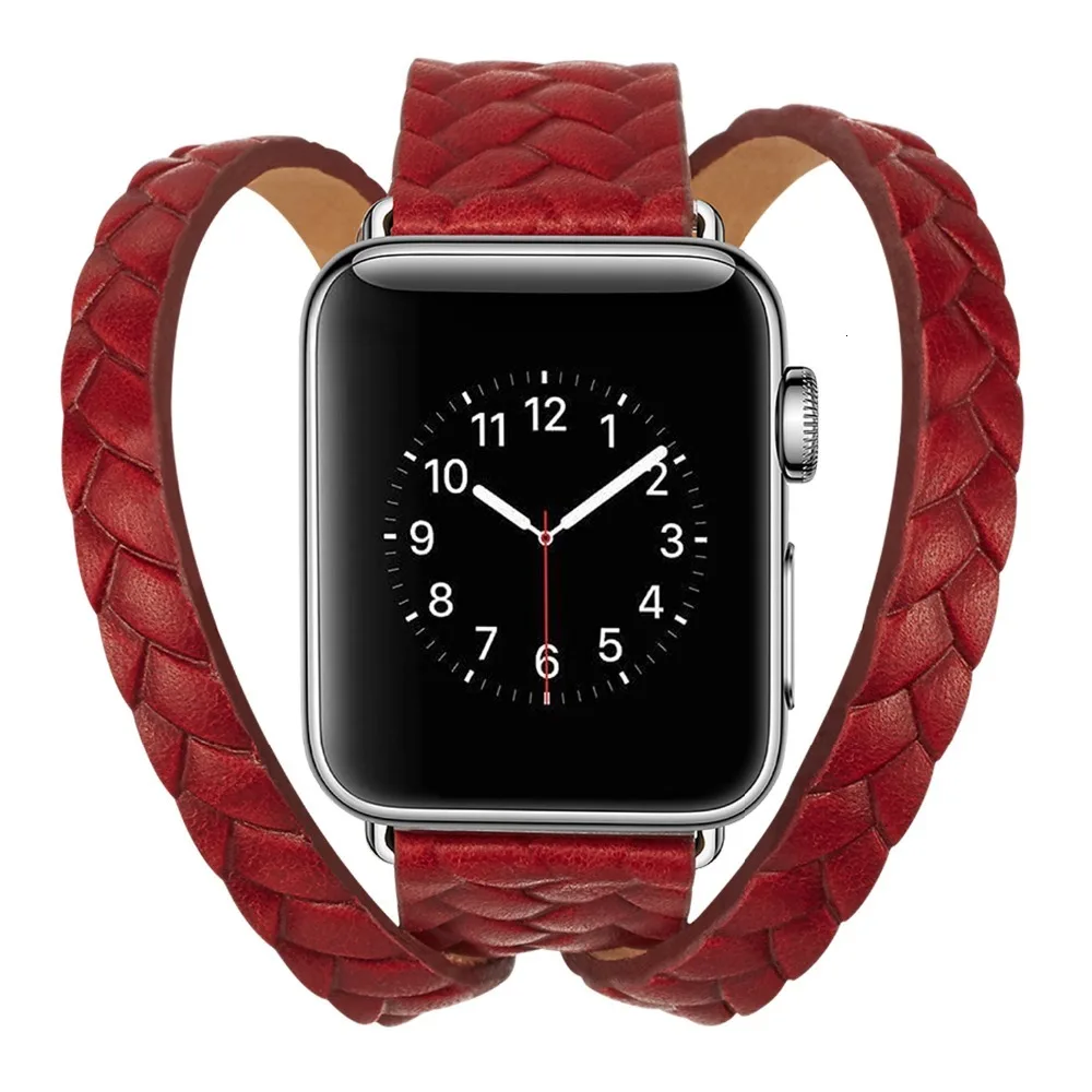 Кожаный ремешок для наручных часов Apple Watch 1/2/3, 42 мм, 38 мм, версия двойной круг Классический Радуга ремешок для смарт-часов с модной ременной аксессуары