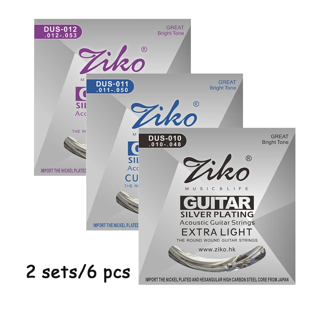 Струны для акустической гитары Ziko набор из 2 предметов серебряное покрытие 6