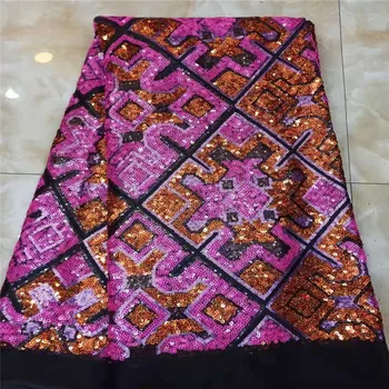 

2020 High Quality African Sequins Lace Fabric French Net Embroidery Tulle Lace Fabric For Nigerian Wedding Party Dress