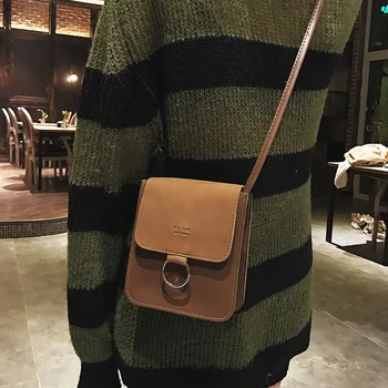 

Mini PU Leather Circular Ring Square Sling Bag Women's New Style Mobile Phone Change Bag Crossbody Bag