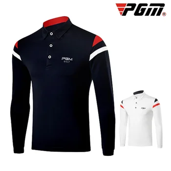 

PGM 2019 Autumn Dry Fit Men Golf Shirts Long Sleeve Breathable Tshirts Turn Down Collar Golf Clothing Men Table Tennis Shirt