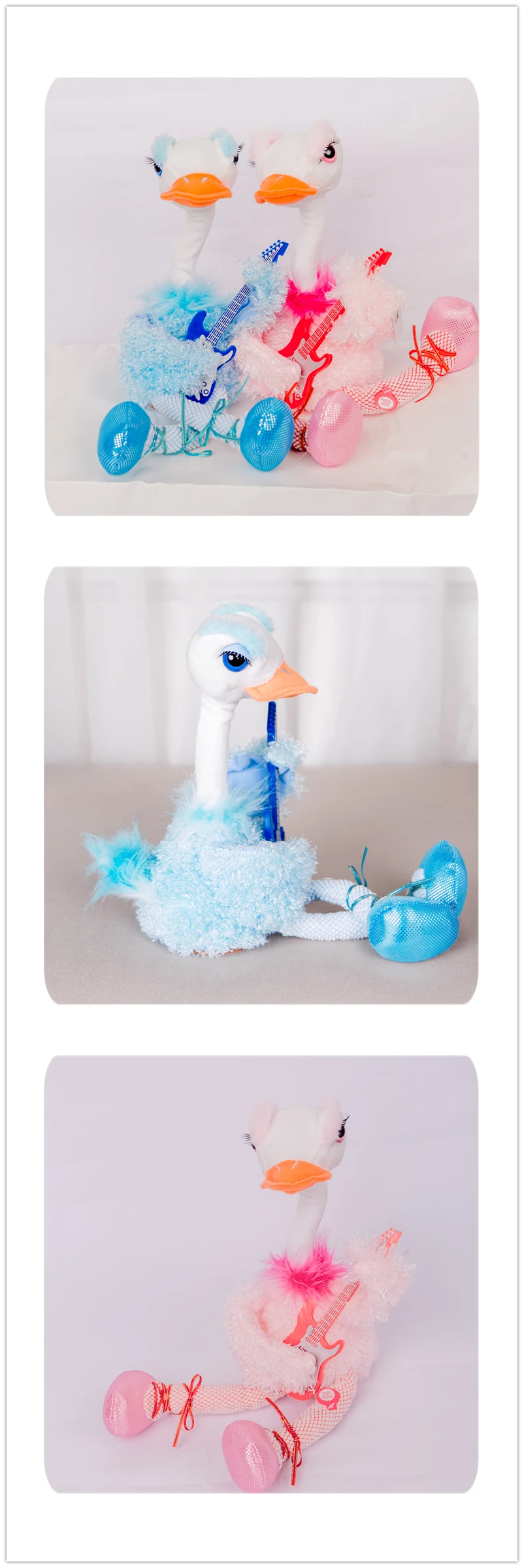 Cartoon ostrich enchanting bird Douyin flamingos force people to dance, sing, electric fluffy Xmas Gifts for Girls Kids Children