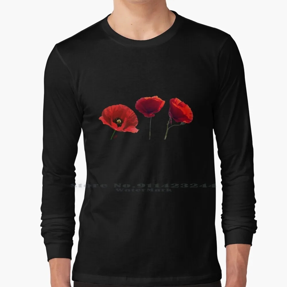 I Love Red Poppies Maglietta A Maniche Lunghe Tee Red Poppies Poppy Red Flower Spring Flower Flowers Poppies On With Poppies Art By M