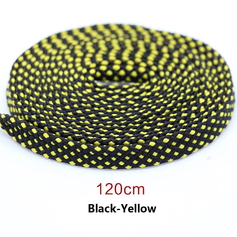 Black-Yellow Кроссовки с шнурками двухцветные шнурки для обуви повседневные для мужчин и женщин клетчатый двойной слой плоские шнурки 100/120/140 см - Цвет: Black-Yellow