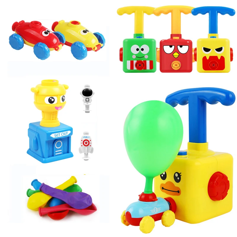 Coche de juguete Montessori con globos de energía inercial para niños, juguete de lanzamiento, coche divertido, rompecabezas educativo, regalo para chico y chica