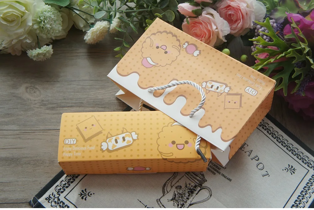 19,5*5*7 см розовый желтый кот медведь печенье 10 шт. Макарон конфеты бумажная коробка для рождения ребенка подарок на свадьбу