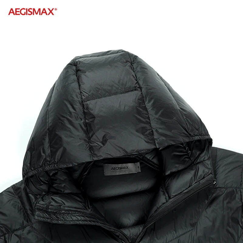 Aegismax 90% weiße Gänse daunen jacke Männer ultraleichte Kapuze warmer Mantel Windschutz einfarbig für Outdoor-Wander camping Ski