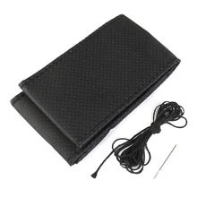 DIY крышка рулевого колеса автомобиля с иглами и резьбой черная искусственная кожа