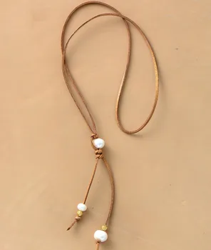 Unique Freshwater Pearls Faux Leather Choker Necklace Women Elegant Necklace bridesmaid Gift Natural Pearl Jewelry Dropship