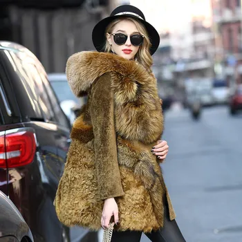 

Natural Real Fur Coat Female Fox Fur Collar Wool Jacket Autumn Winter Coat Women Clothes 2020 Vintage Double-faced Tops ZT4077