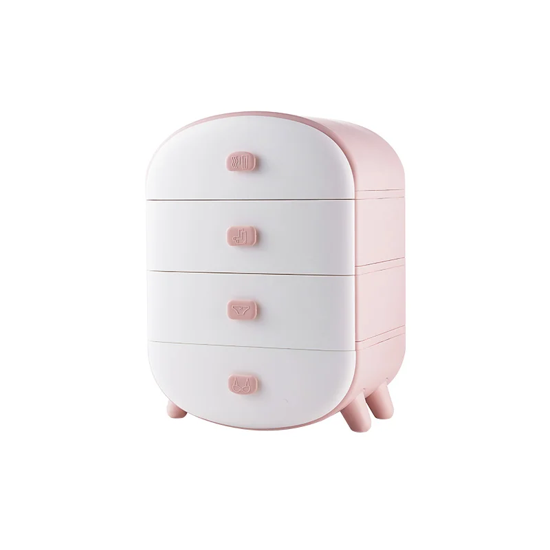 4-layer Pink Ящик для хранения в спальню для носков и нижнего белья, органайзер, ящик для шкафа, женский бюстгальтер, трусики, шкаф для здоровья, бытовой артефакт - Цвет: 4-layer Pink