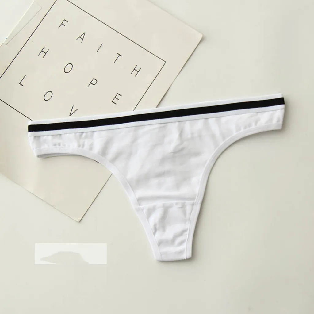6Packs Ladies Underwear Women Thong cotton Solid Hispter G-string Panties low waist striped