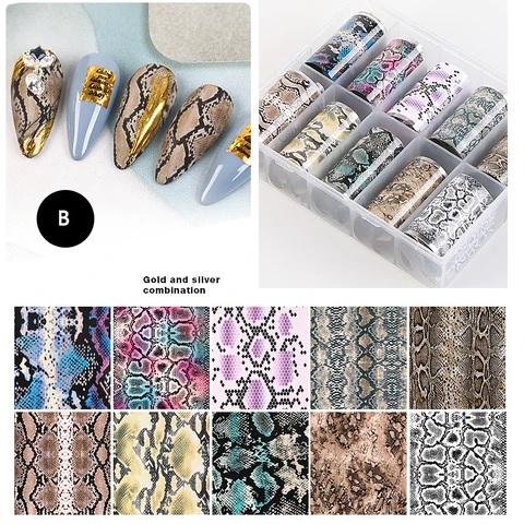 Nail Foils Snake Leopard Pattern Animal Print Nail Art Transfer Sticker Slide Nail Art Decals Nails Accessories