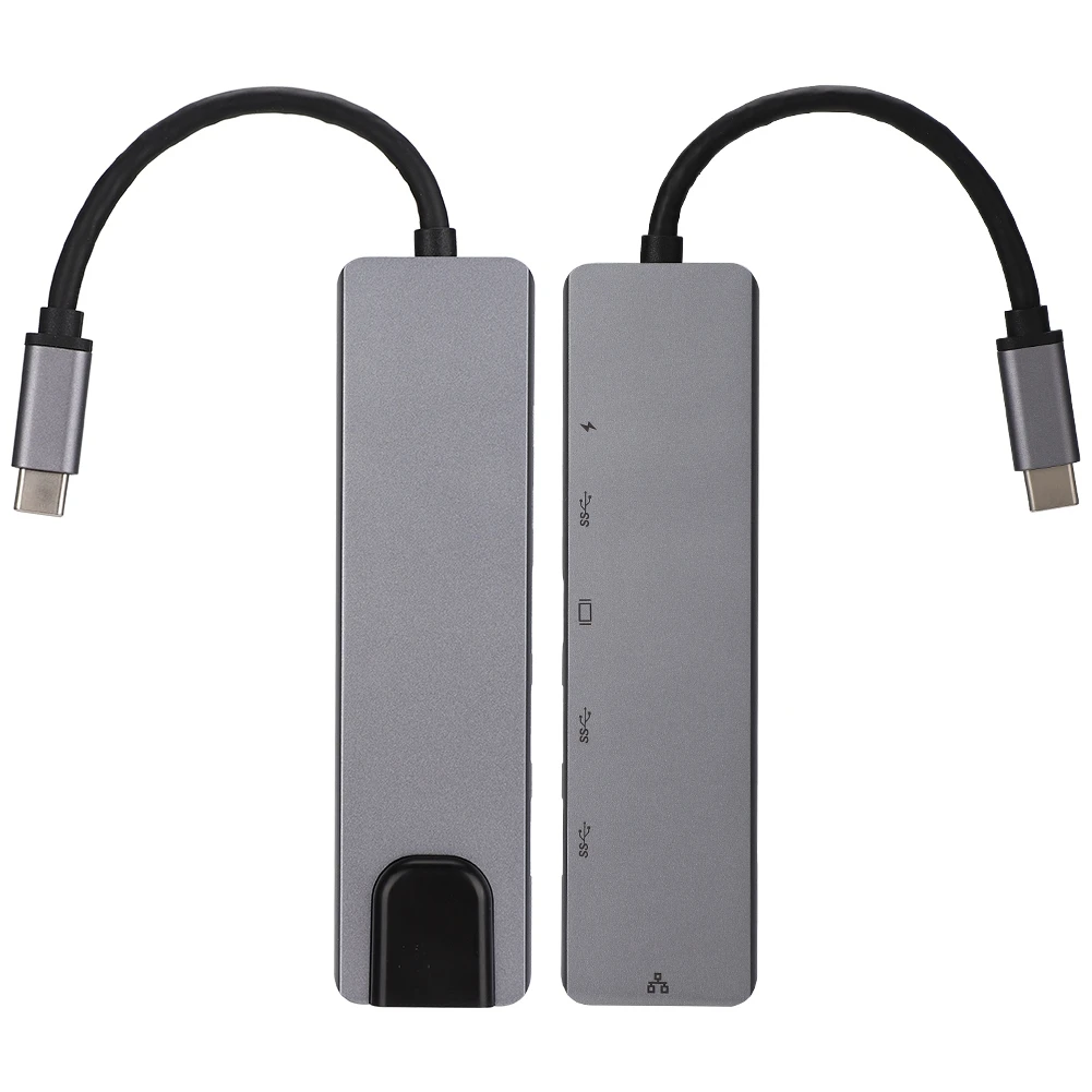 6 в 1 type-C USB3.0 концентратор PD Быстрая зарядка RJ45 многопортовый адаптер считыватель данных 4K HDMI Plug And Play для Chromebook ноутбука