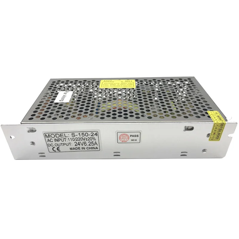 Высокое качество питания Вход AC 110V 220V выход к DC 24V 6.25A 150W и 2 провода выход для двигателя постоянного тока или светодиодной ленты