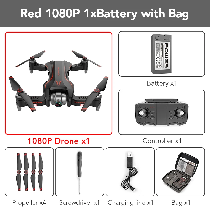 FUNSKY S20 wifi FPV с 4 K/1080 P HD камерой 18 минут время полета Интеллектуальный складной Радиоуправляемый Дрон Квадрокоптер - Цвет: Red 1080p 1B withBag