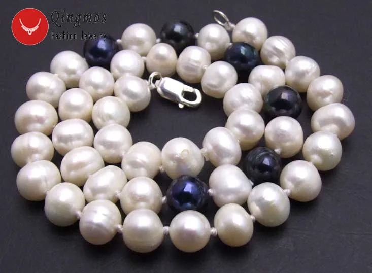 10-11mm Black Natural Freshwater Pearl Necklace for Women Chokers 17" nec5434