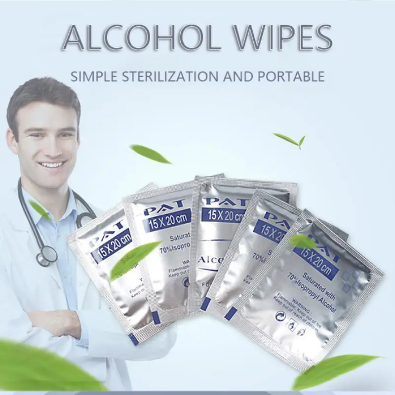 

100Pcs Set Alcohol Prep Swap Pad Wet Wipe Disposable Skin Clean Jewelry Care Cleaning Antiseptic Mobile Disinfect