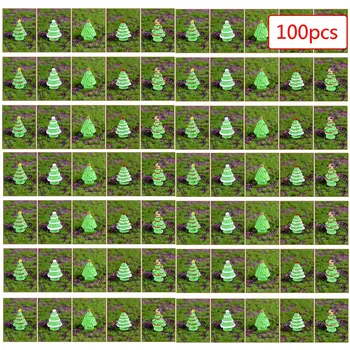 

100Pcs 4cm Large Size Sand Table Micro Landscape Christmas Tree Model Miniatures Landscape - Green (Random Type)