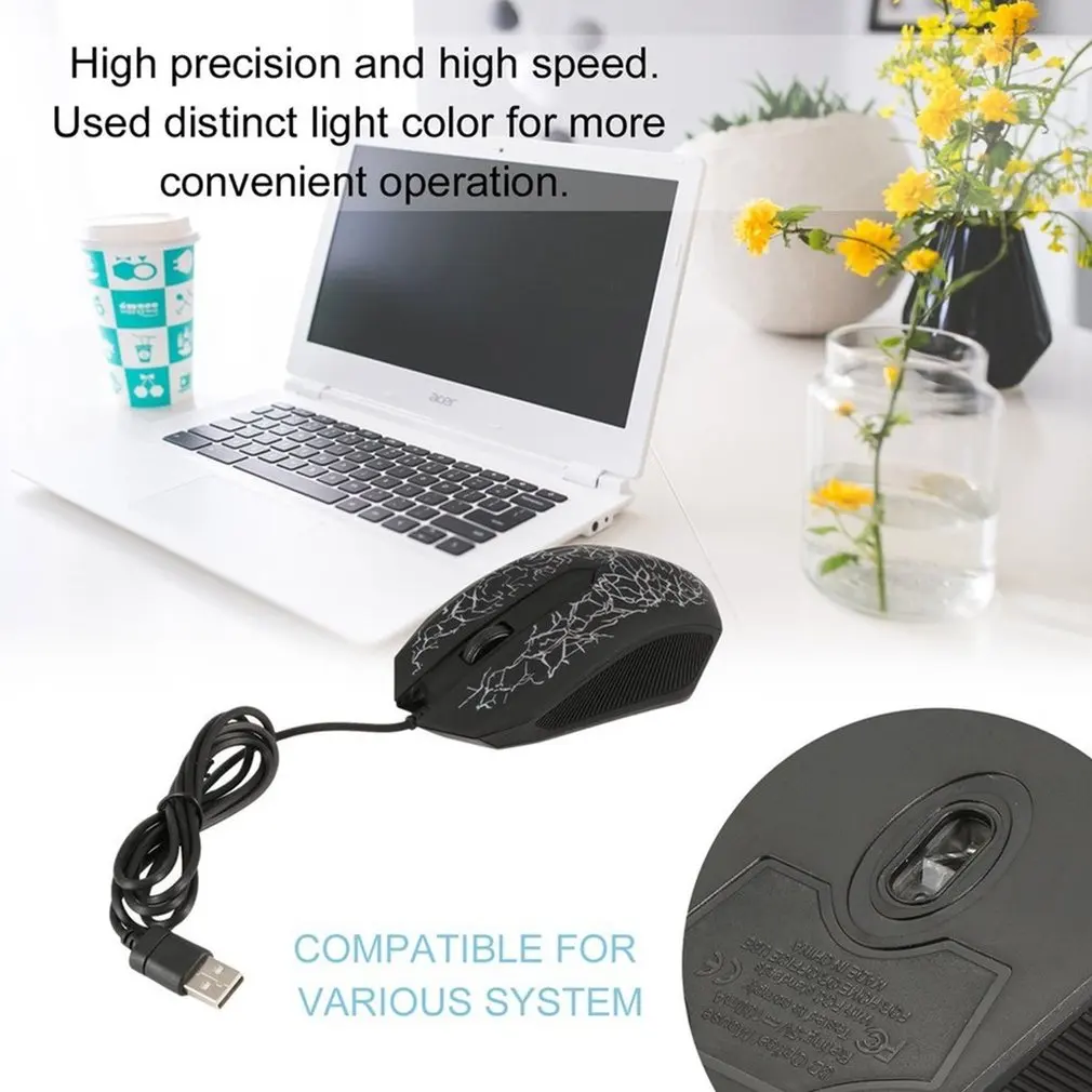 3200 dpi светодиодный оптический 3 кнопки 3D USB Проводная игровая мышь Pro Gamer компьютерные мыши для ПК Регулируемая, USB, Проводная игровая мышь